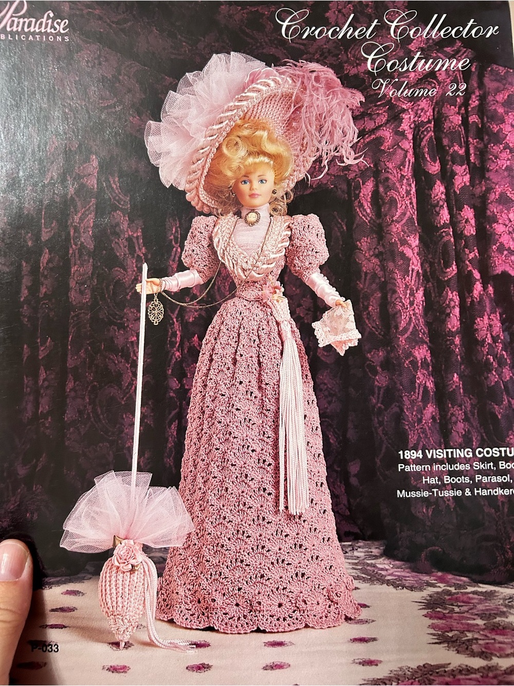 5/$25 Victorian Pink Crochet Doll Costume Pattern